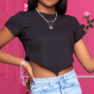 Black Ribbed Crop Top